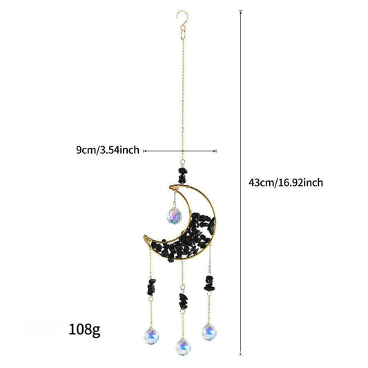 Colorful Stone Moon Crystal Home Hangings DP25A922: Black