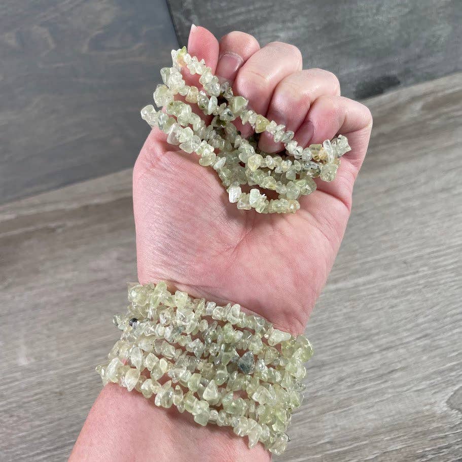 Gemstone Chip Bracelets – Premium Stones Crystal Jewelry: Morganite with Beryl (aquamarine)