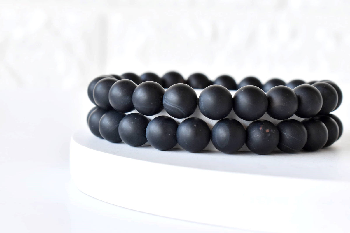Healing Bracelet | Matt Black Onyx | Gemstone Bracelet: 8mm