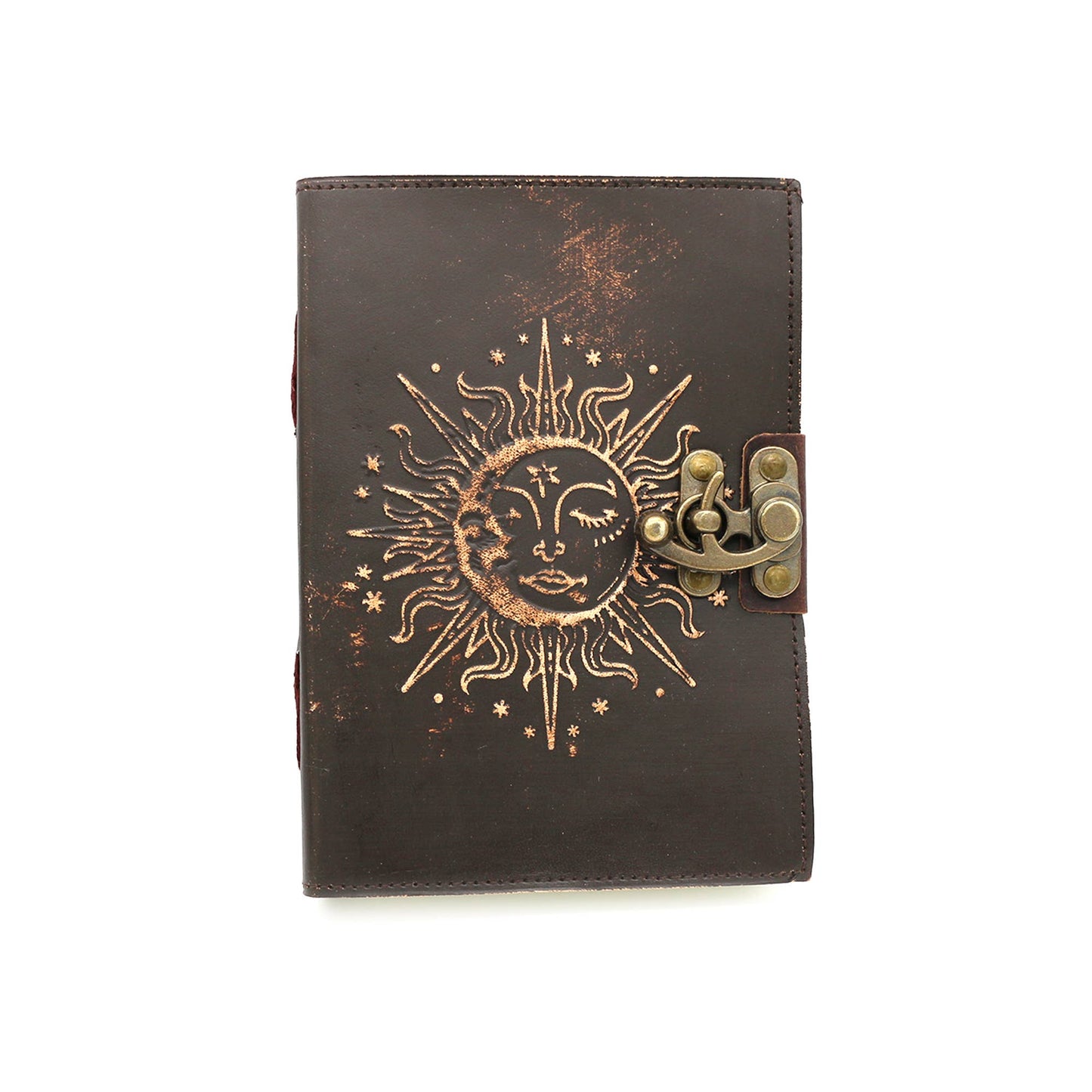 Blank Leather Journal - Embossed Sun & Moon (5 x 7 in.)