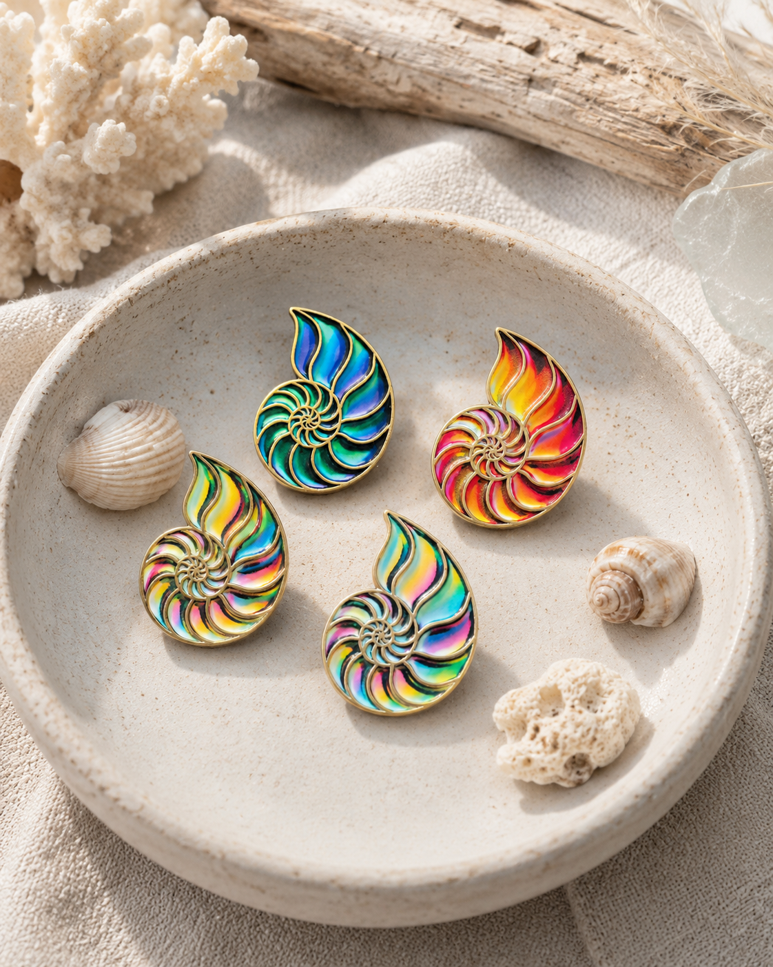 Ocean Spectrum — Nautilus Shell Assorted Pin 1Dz