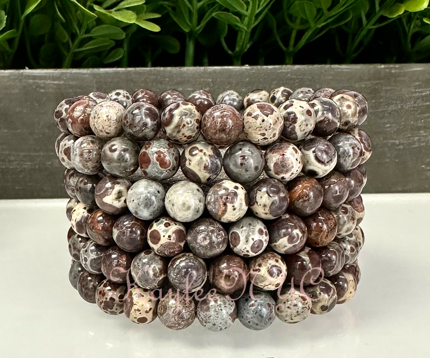 Natural Asteroid Jasper 8mm Crystal Healing Stretch Bracelet