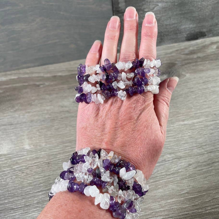 Multi-Stone Gemstone Chip Bracelets –  Wholesale Crystals: Chakra red jasper orange aventurine tiger eye aventurine lapis lazuli amethyst quartz