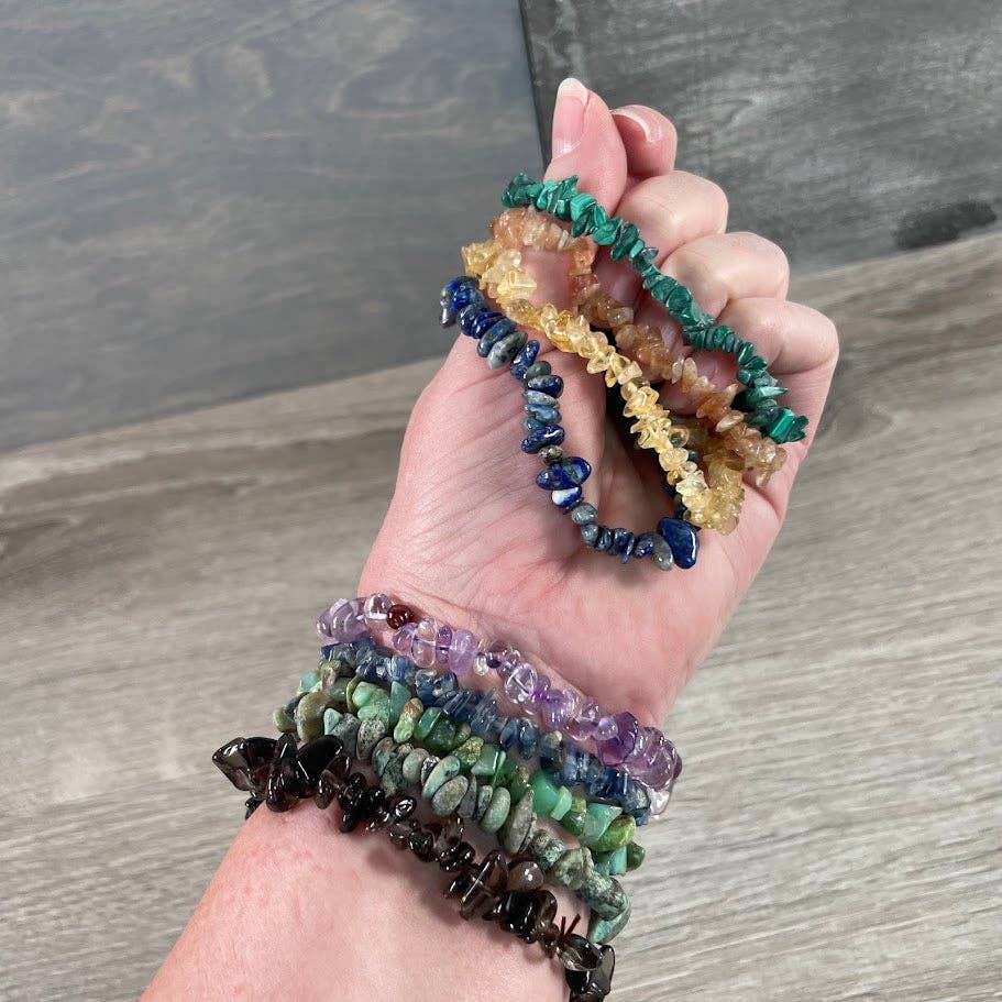Gemstone Chip Bracelets – Premium Stones Crystal Jewelry: Pink Opal