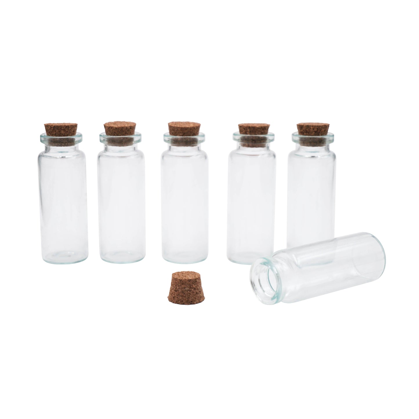 Small Glass Bottle w/ Cork Cap: BO-008 2cm x 4.5-7.5cm (4-ct)