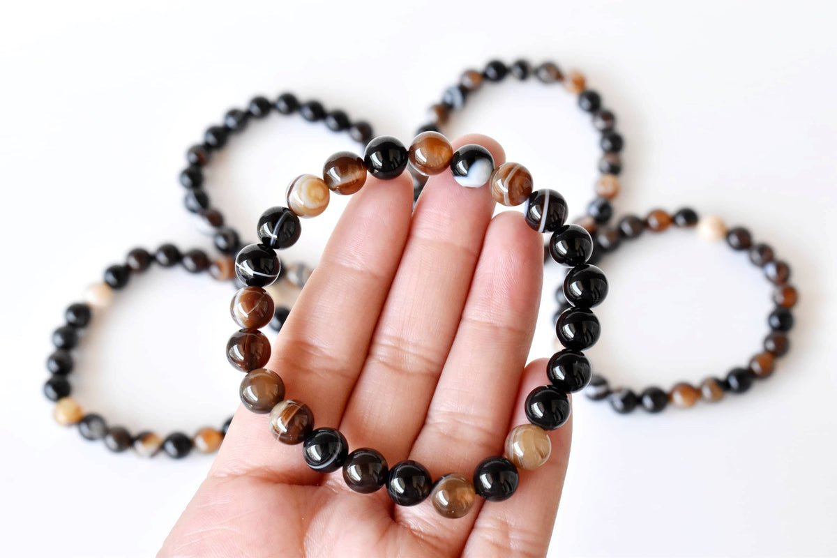 Healing Bracelet | Black Sulemani Agate | Gemstone Bracelet: 8mm