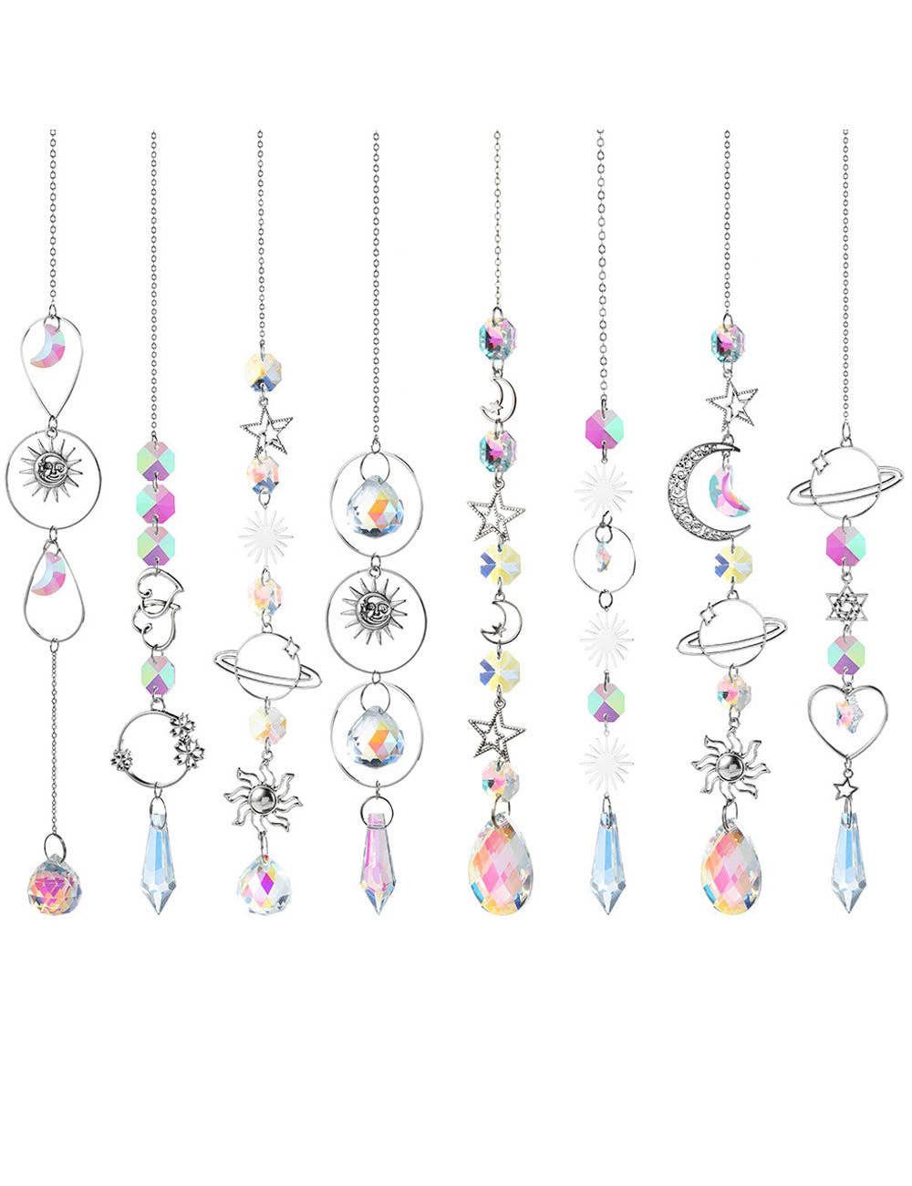 Simple Moon Crystal Balls Hanging Prism Suncatcher 8ZA7HLS25: Silver / #4