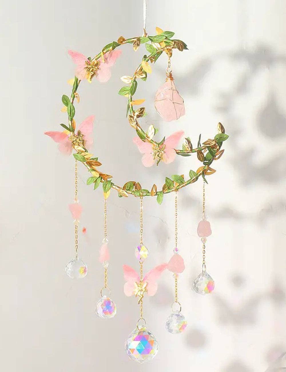 Leaves Butterfly Moon Crystal Suncatcher DP25D690: Moon-15cm
