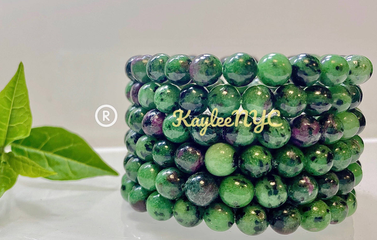 Natural Ruby Zoisite 8mm Crystal Healing Stretch Bracelet