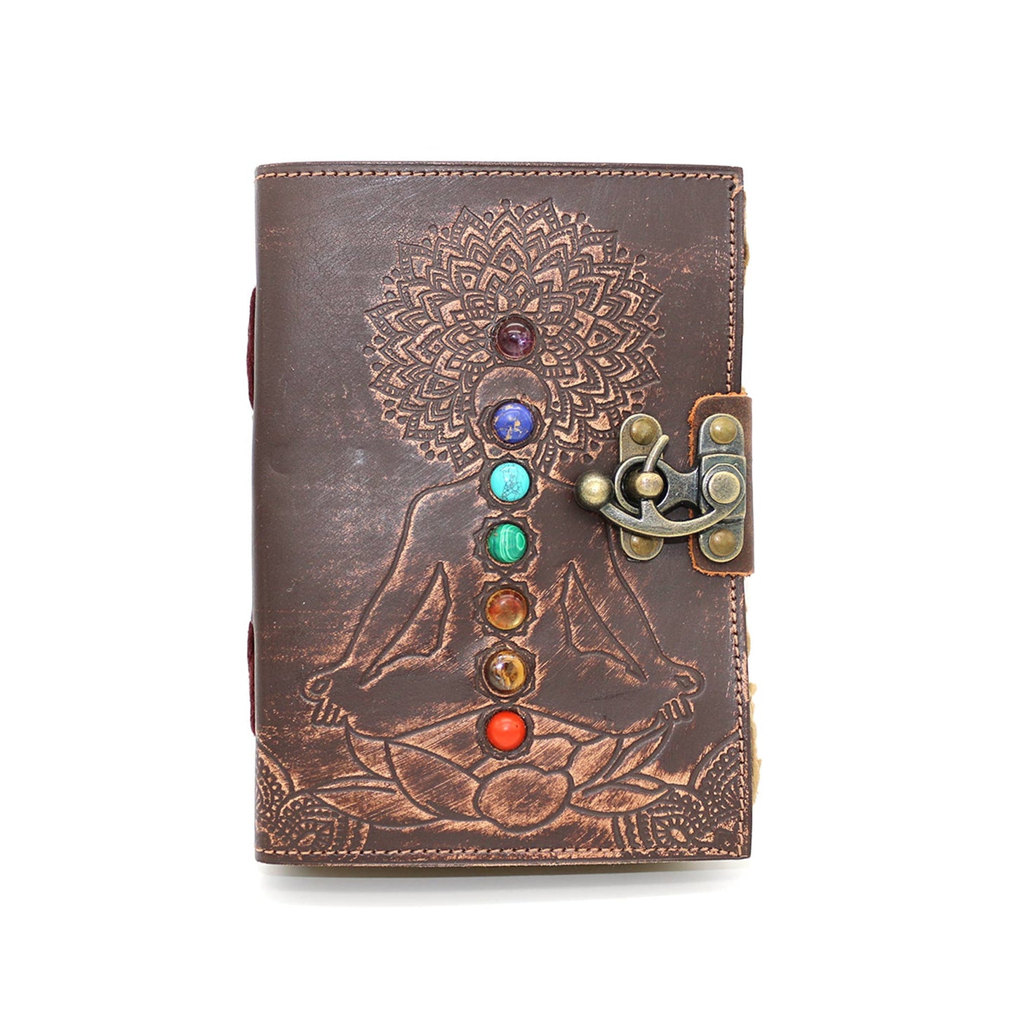 Blank Leather Journal - Embossed 7 Chakras (5 x 7 in.)
