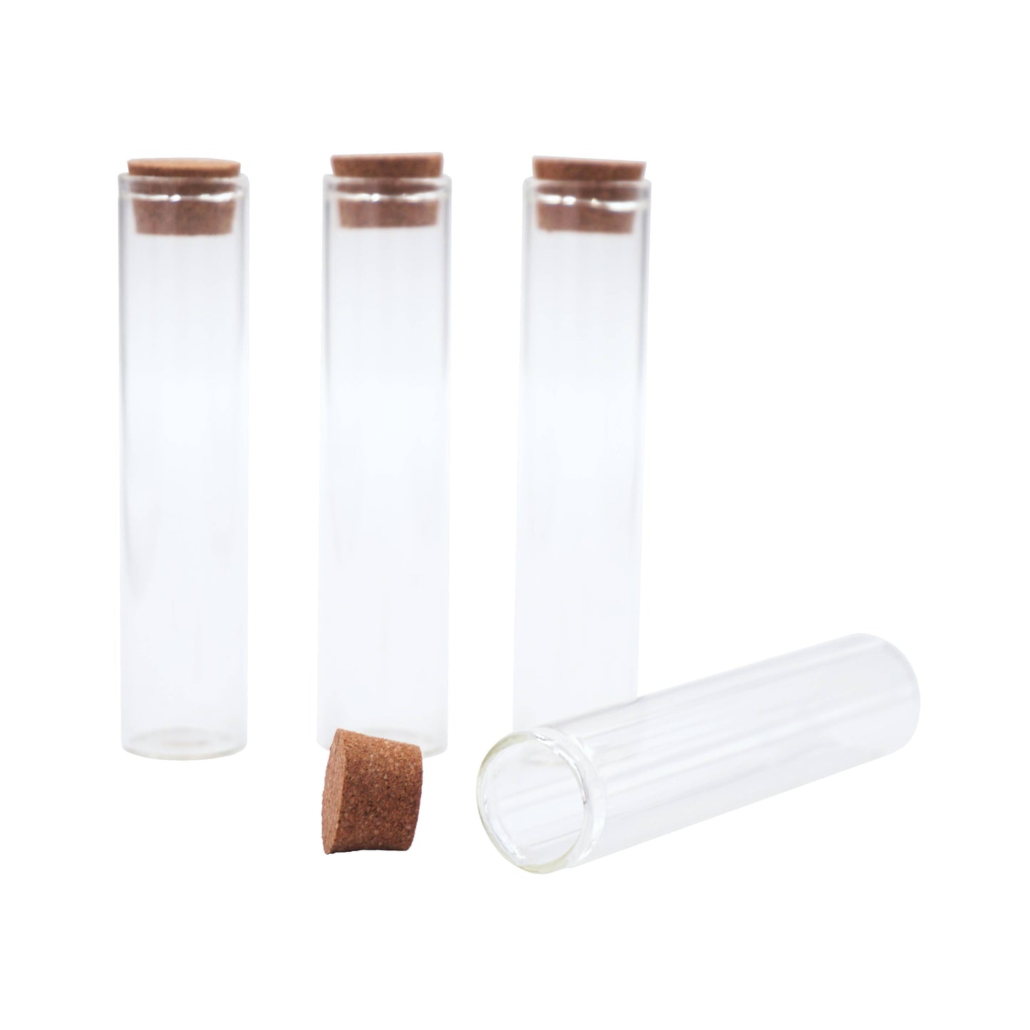 Small Glass Bottle w/ Cork Cap: BO-008 2cm x 4.5-7.5cm (4-ct)