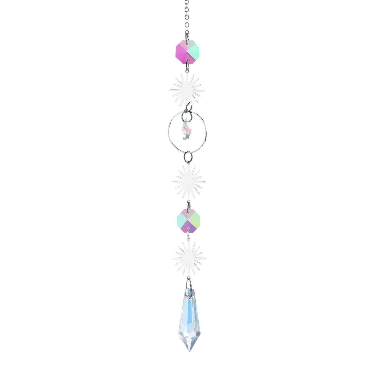 Simple Moon Crystal Balls Hanging Prism Suncatcher 8ZA7HLS25: Silver / #4