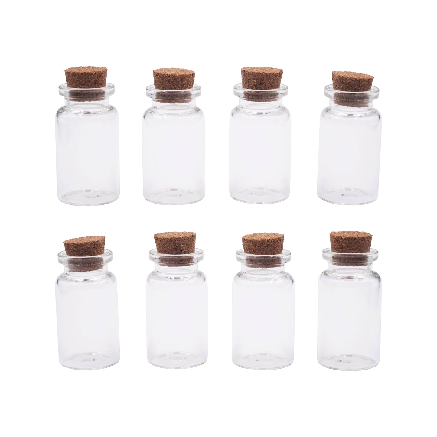 Small Glass Bottle w/ Cork Cap: BO-008 2cm x 4.5-7.5cm (4-ct)