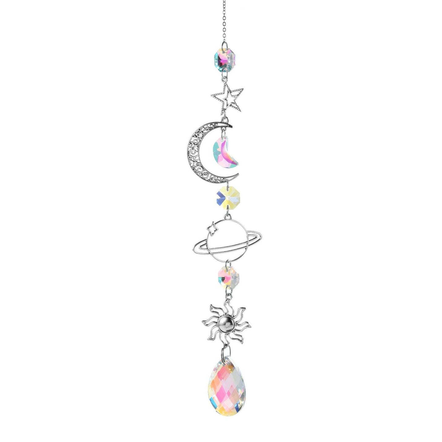 Simple Moon Crystal Balls Hanging Prism Suncatcher 8ZA7HLS25: Silver / #4