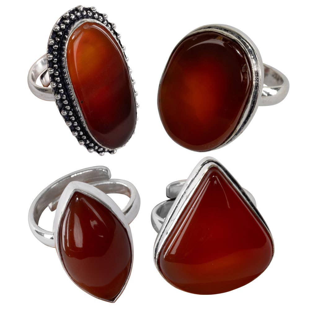 Carnelian Adjustable Brass Ring