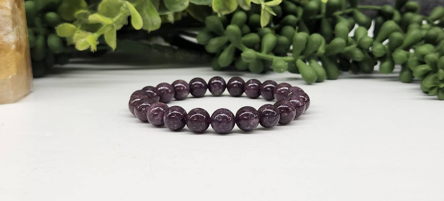 Lepidolite  Stretchable Gemstone Bracelet 8mm Beads