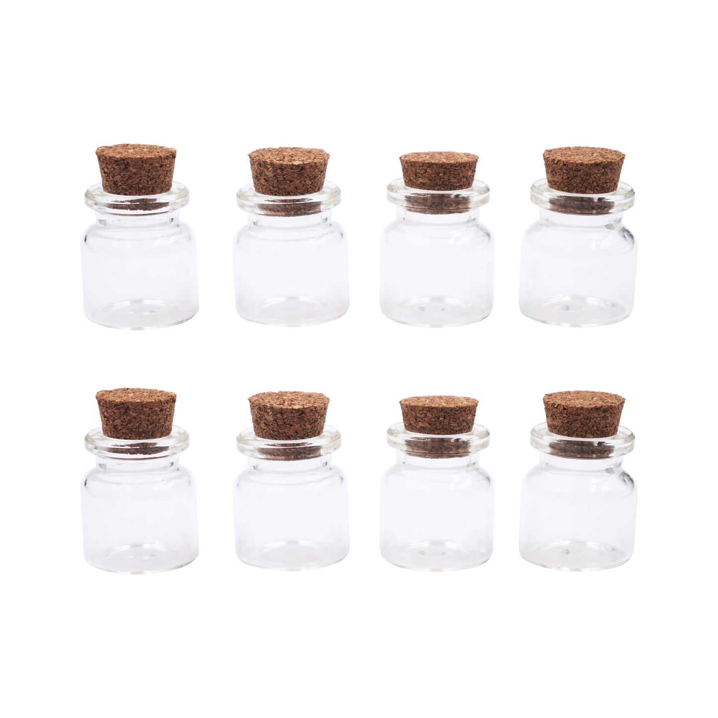 Small Glass Bottle w/ Cork Cap: BO-008 2cm x 4.5-7.5cm (4-ct)