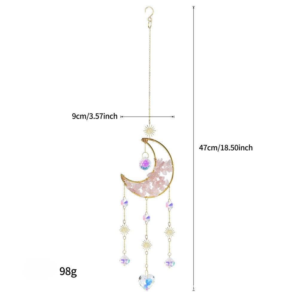 Colorful Stone Moon Crystal Home Hangings DP25A922: Black