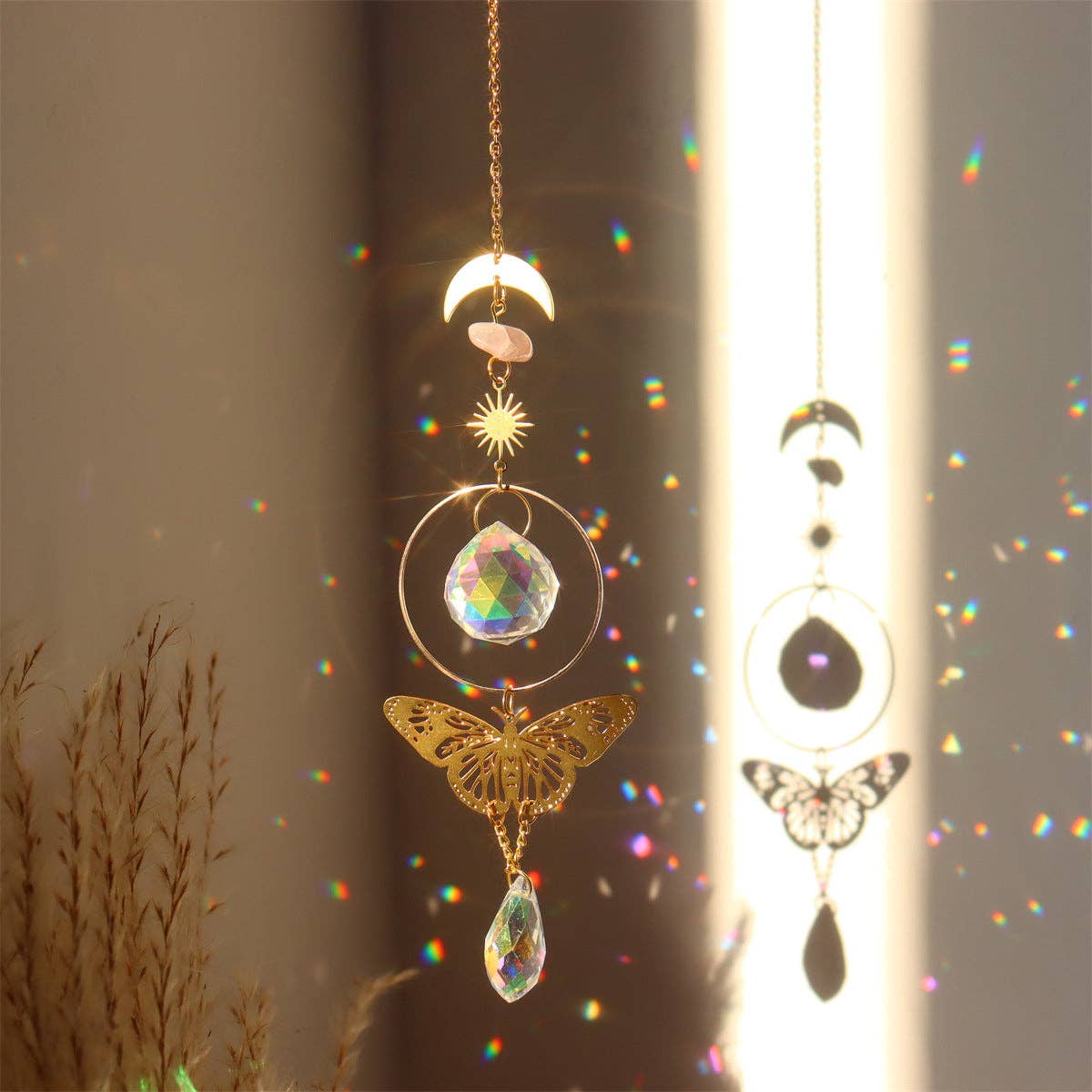 3+ Metal Butterfly Crystal Suncatch Hangings DPH1926: C1