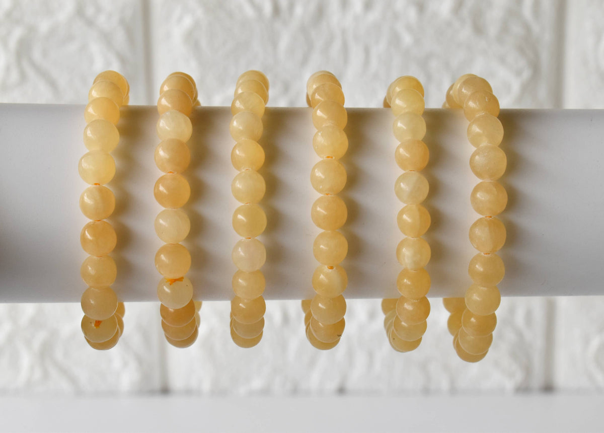 Healing Bracelet | Honey Calcite | Beaded Gemstone Bracelet: 8mm