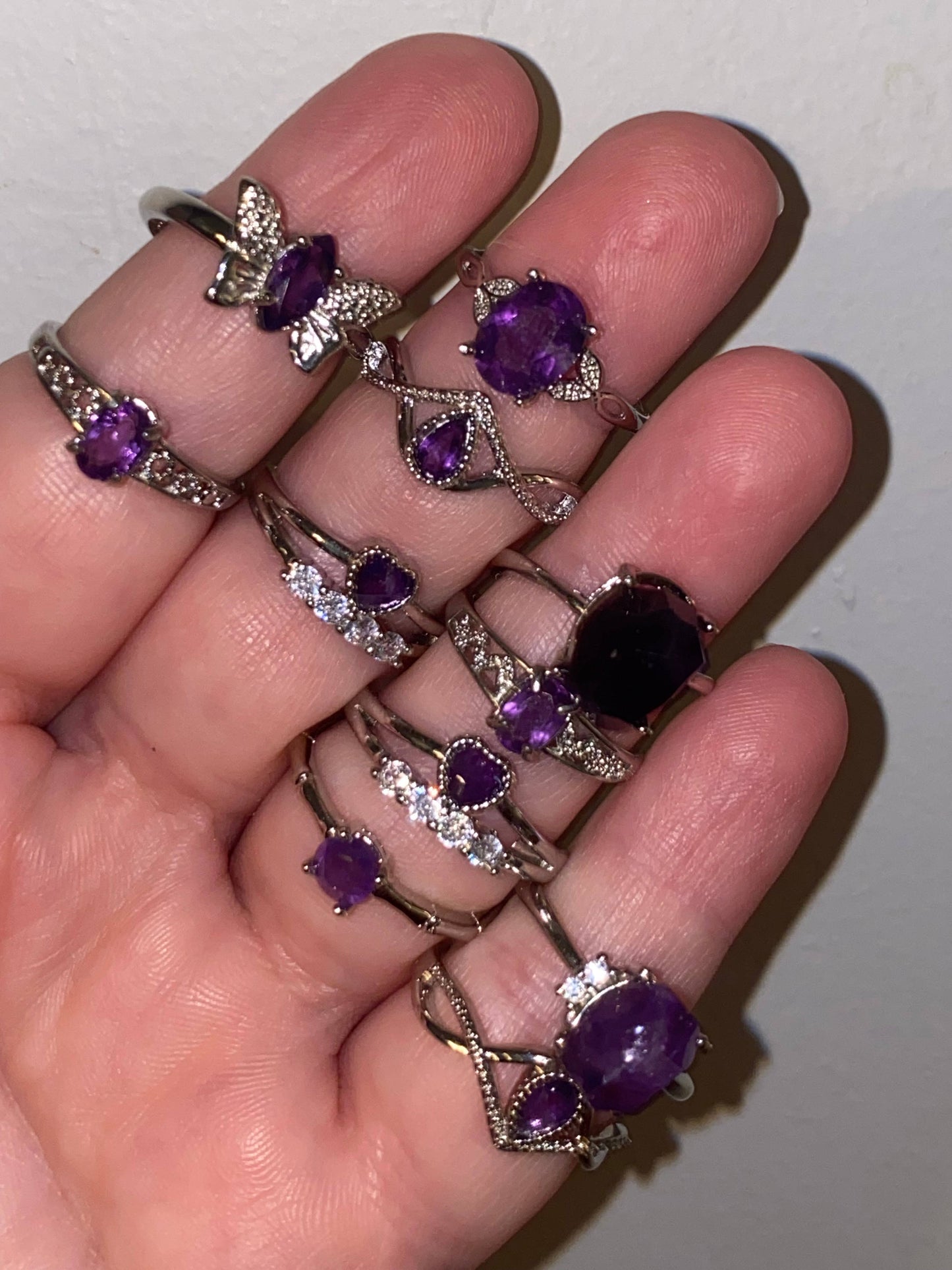 Amethyst Crystal Rings Silver Plated Adjustable