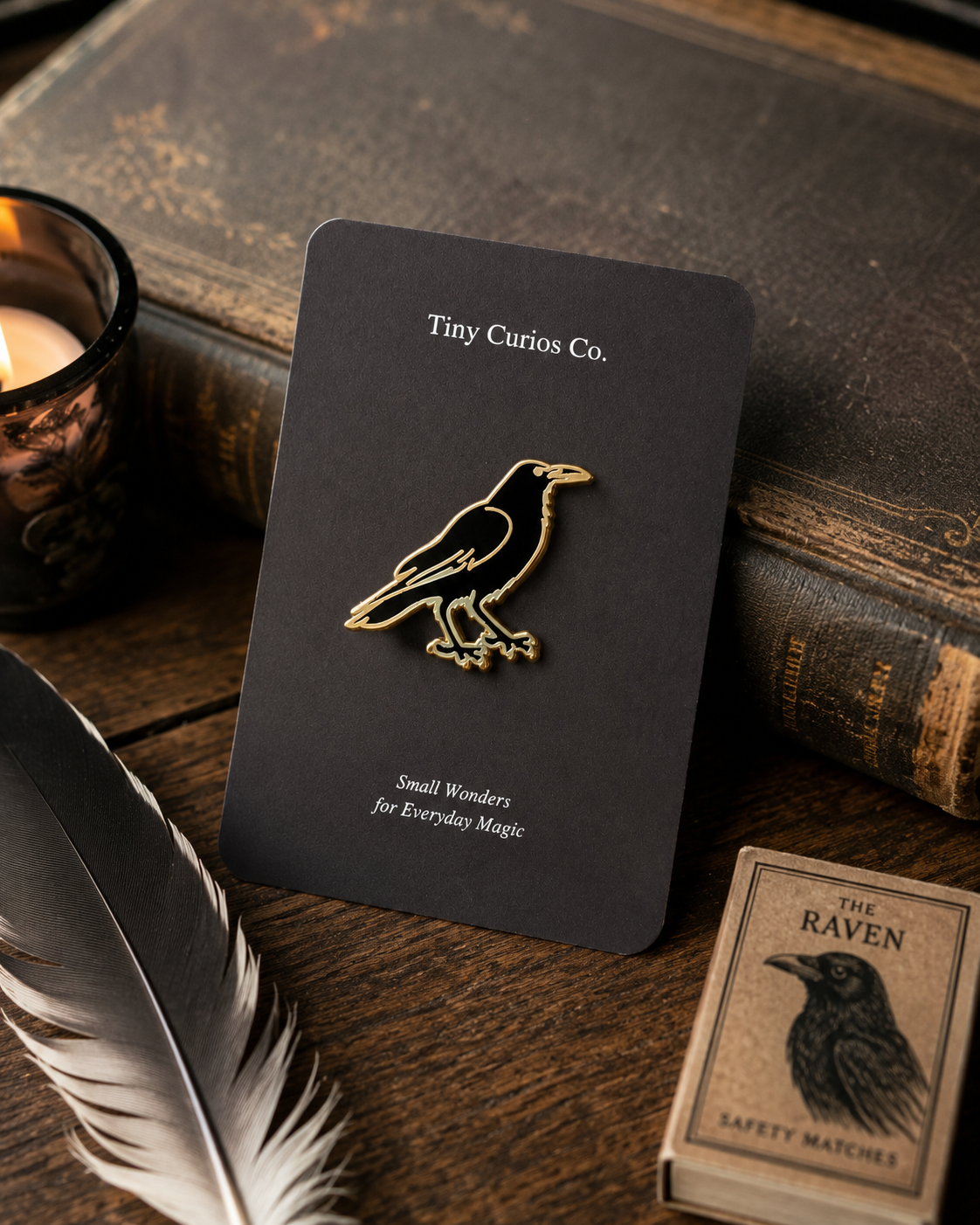 Gilded Raven Watch Pin