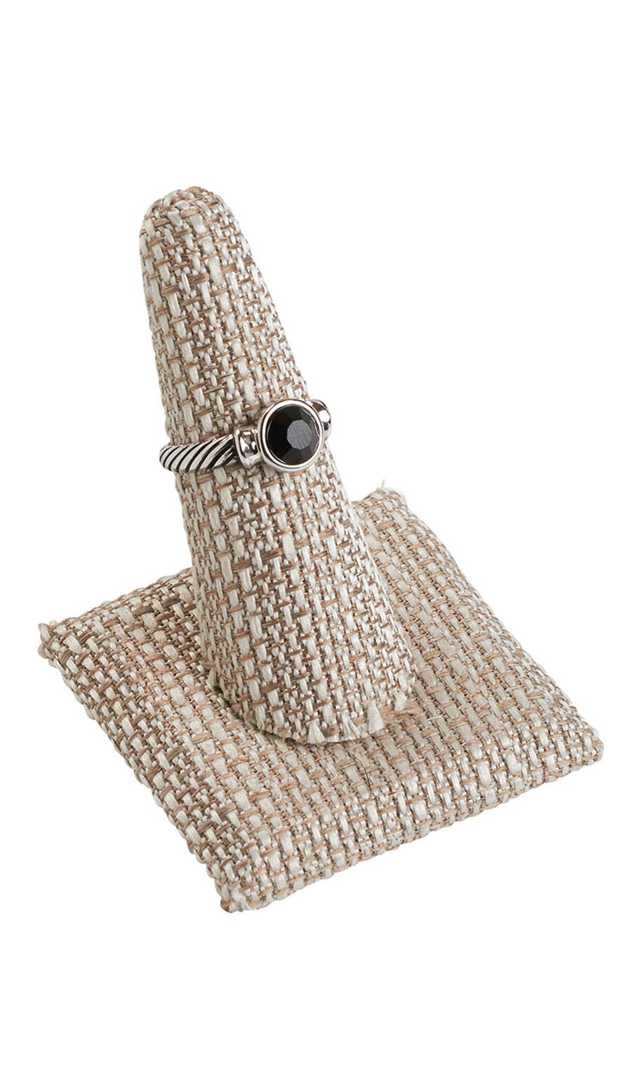 Linen Single Finger Ring Display With Square Base
