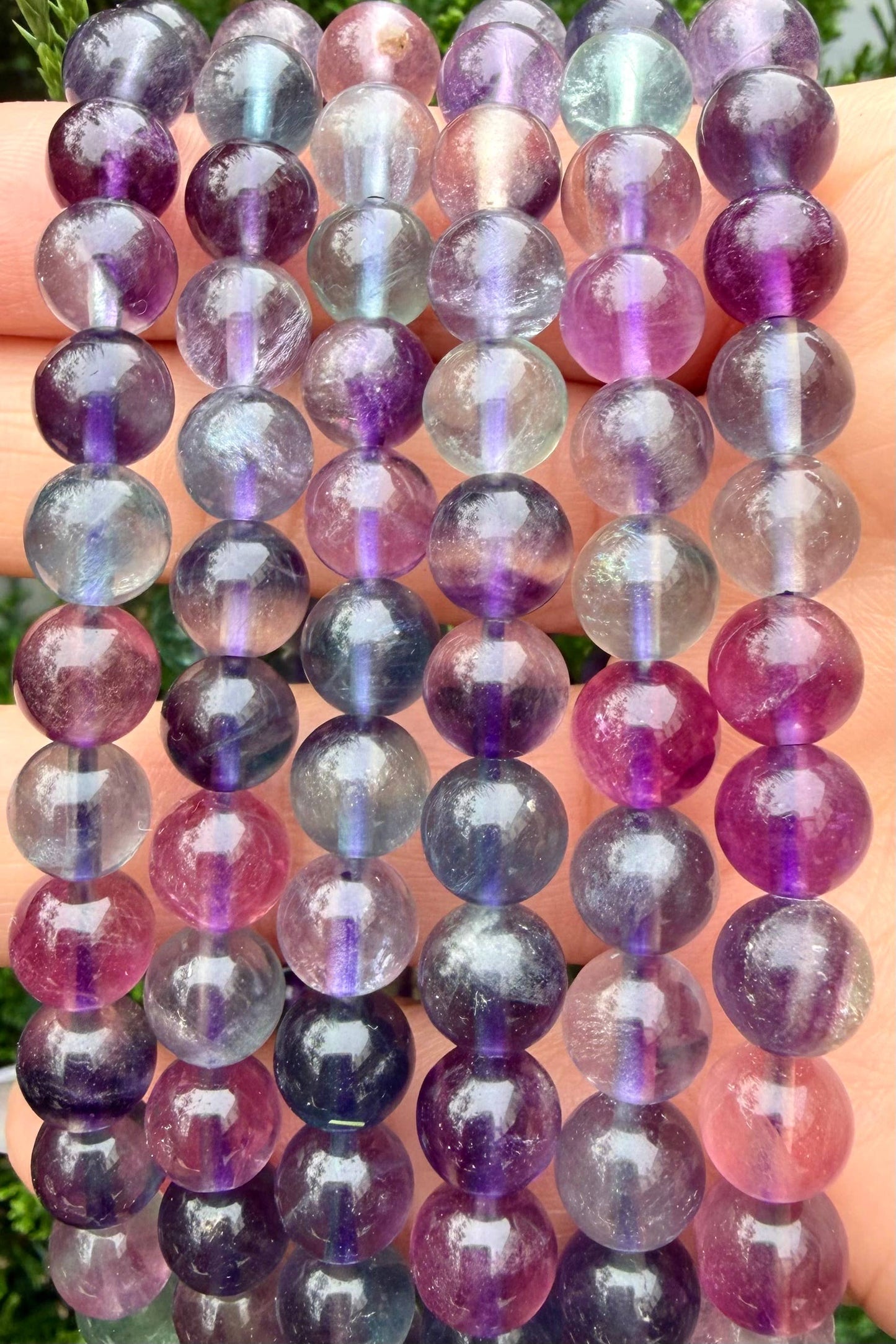 Natural Rainbow Fluorite 8mm Crystal Stretch Bracelet 7.5"