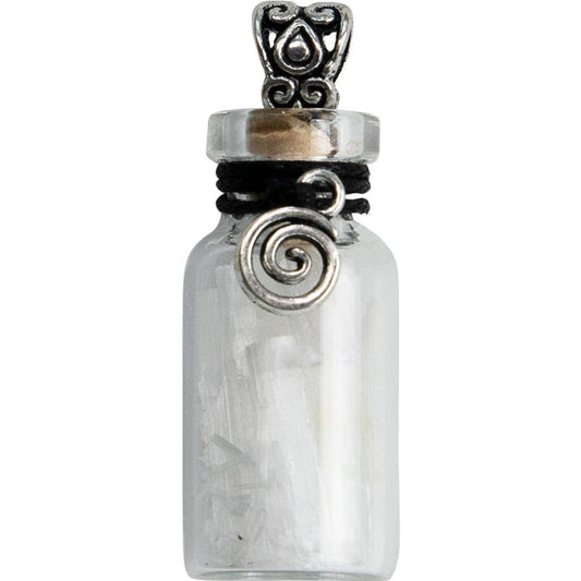 Gemstone Chip Bottle Necklace - Selenite w/ Spiral (Each)