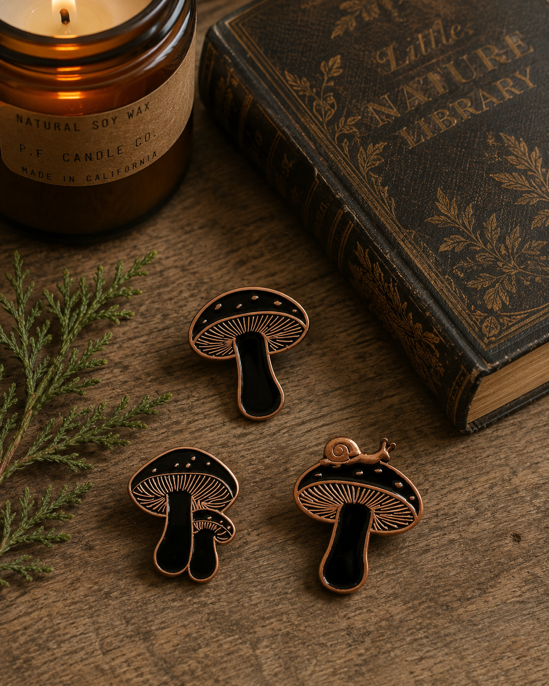 Little Fungi — Copper Cap Mushroom Assorted Pins 1Dz