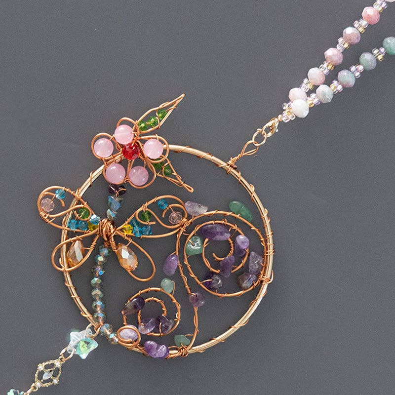 Dragonfly Wrapped Hanging Crystal Prism Sun Catcher 8ZA7HLS13: Gold