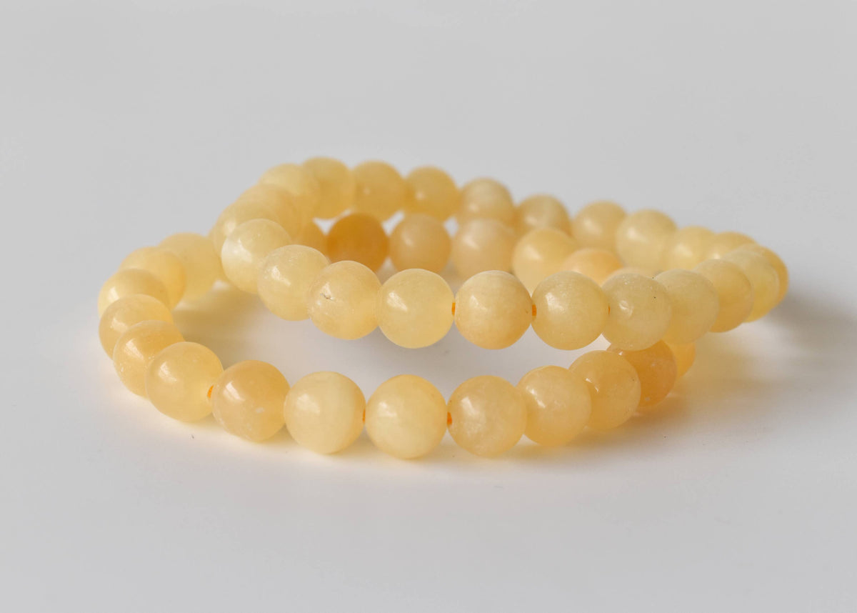 Healing Bracelet | Honey Calcite | Beaded Gemstone Bracelet: 8mm