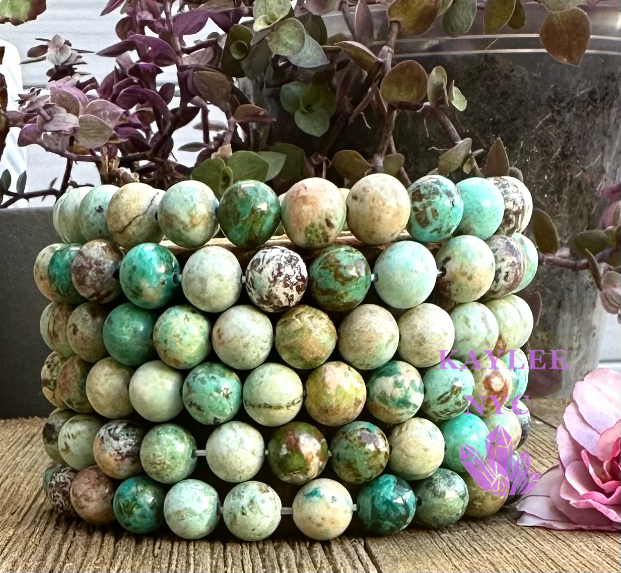 8mm Natural Turquoise Crystal Healing Stretch Bracelet 7.5"