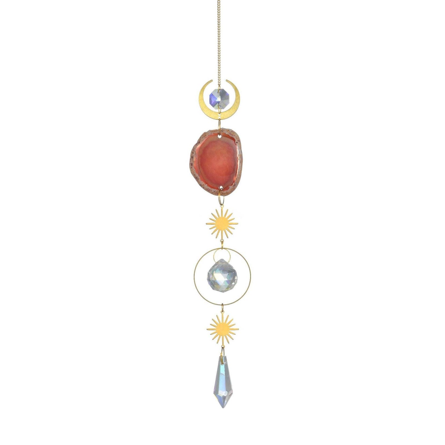 Colorful Agate Sun Moon Crystal Suncatcher DP25D687: Green