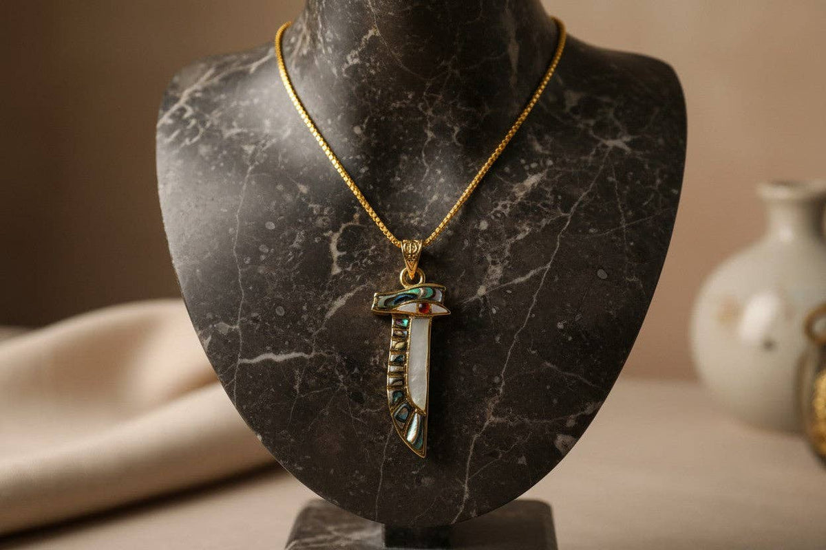 Gold Eye of Horus Necklace, Mother of Pearl Egyptian Pendant: Pendant Only