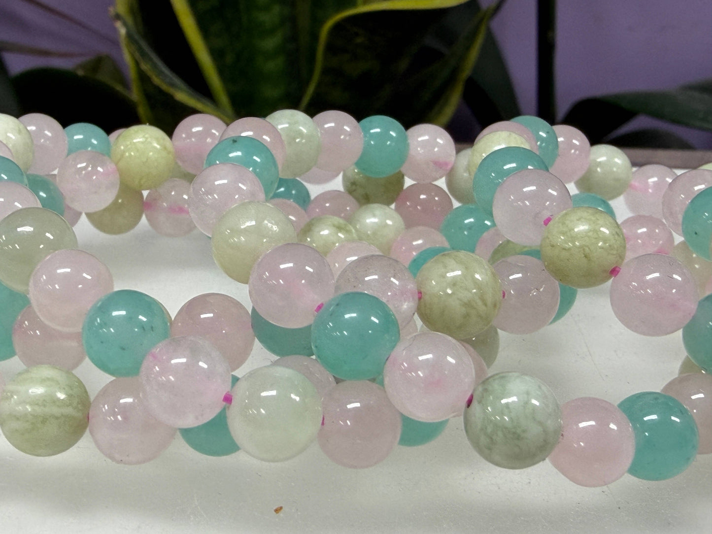 8mm Peace and Love Natural Crystal Healing Stretch Bracelet