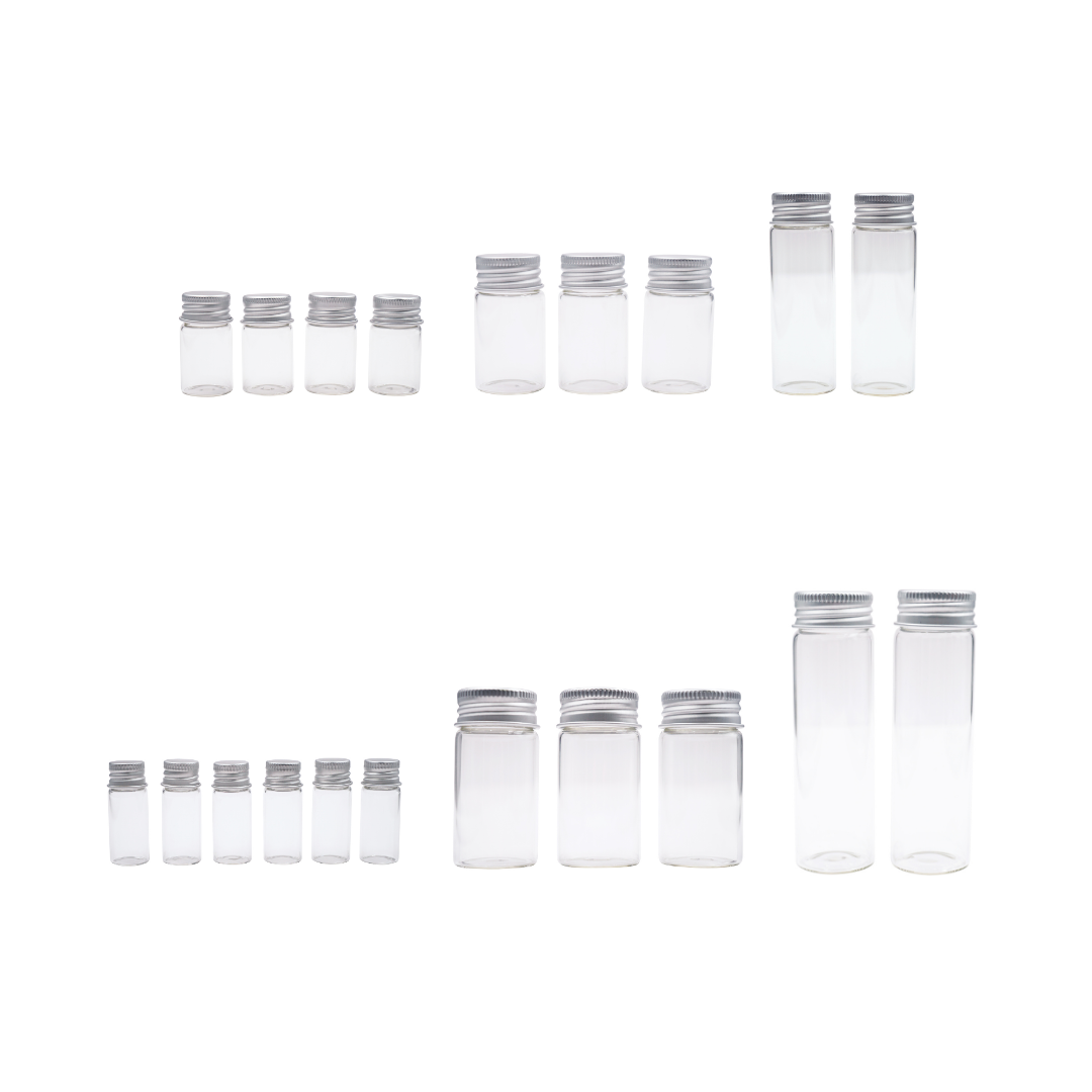 Small Glass Bottle w/ Screw Cap: BO-017 2.5cm x 5cm (3-ct)