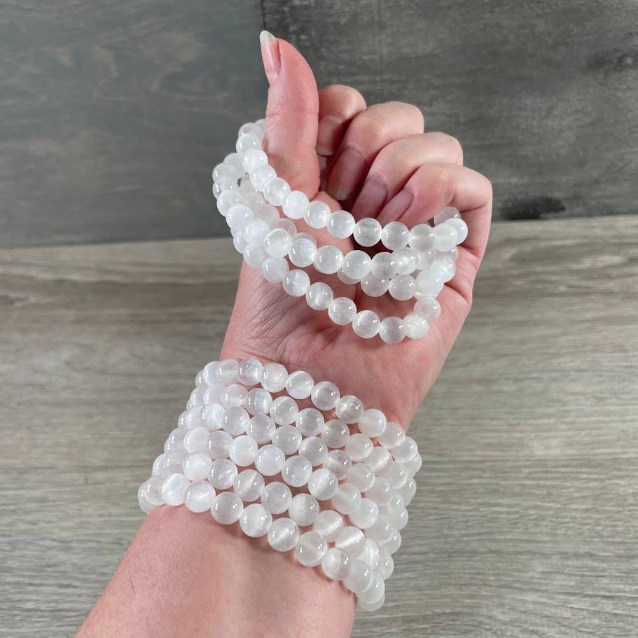 8mm Round Gemstone Beaded Bracelets – Assorted Crystals Bulk: Zebra Stone