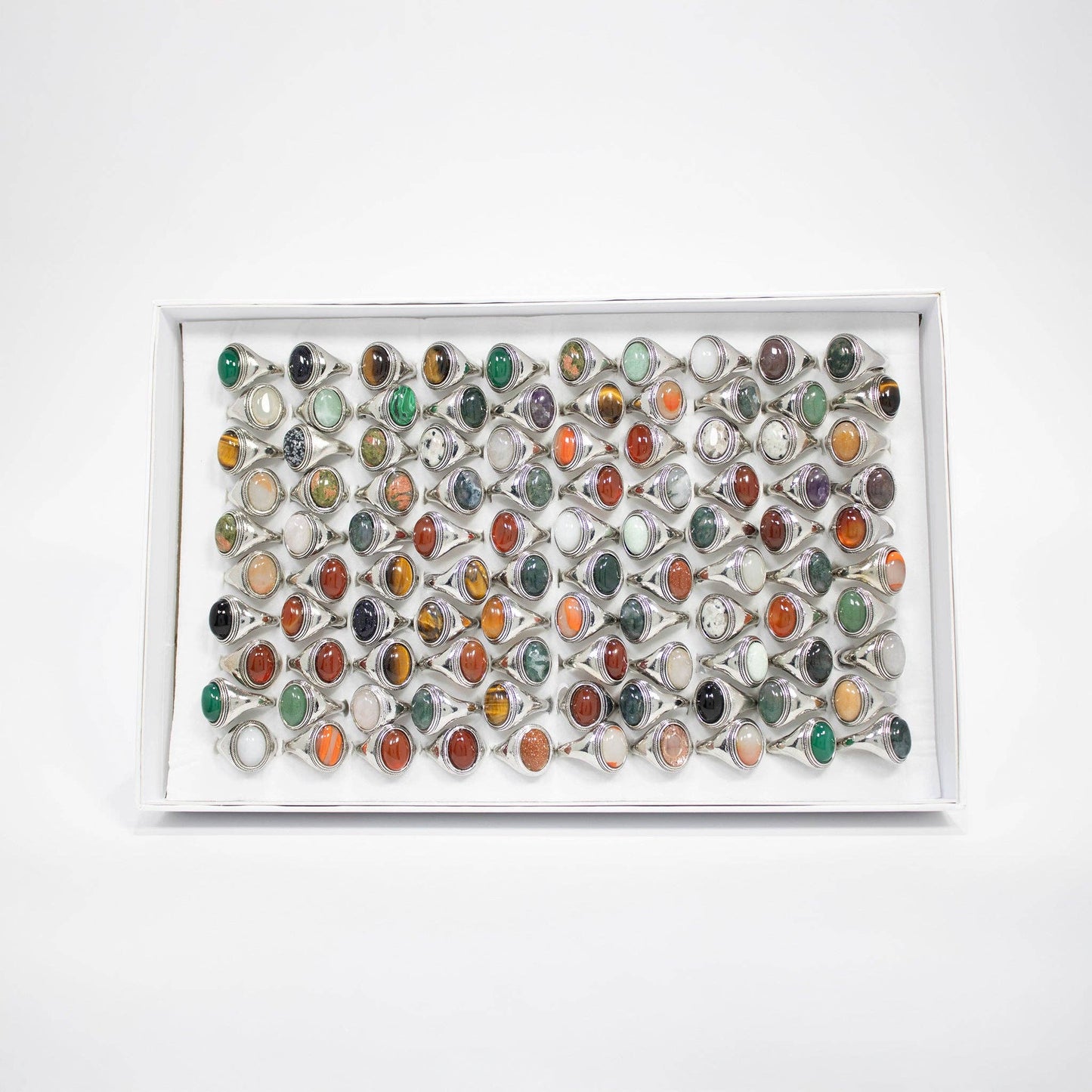 Gemstone Rings Assortment – 100 or 50 Mixed Stone Rings: Assorted Lg 50
