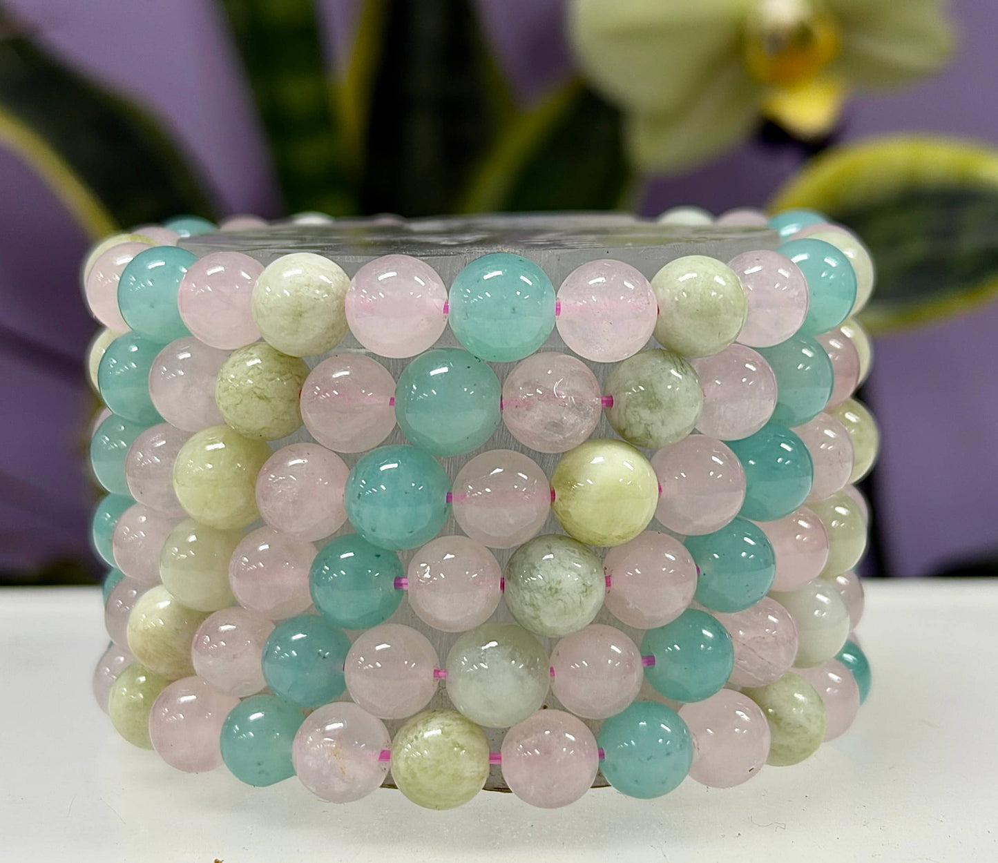 8mm Peace and Love Natural Crystal Healing Stretch Bracelet