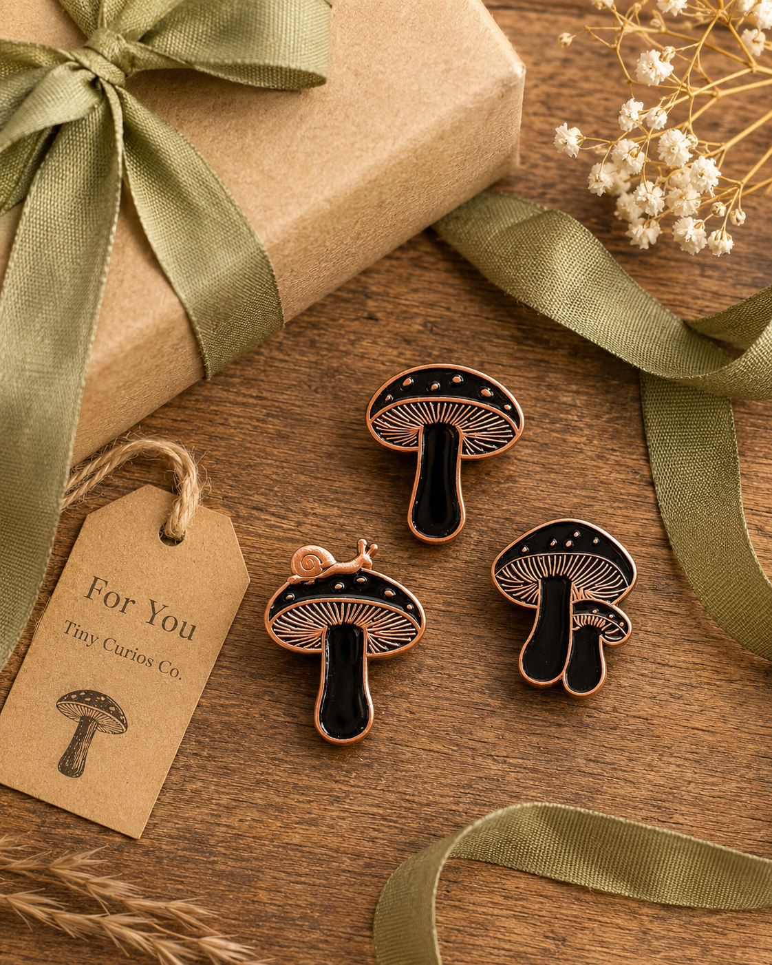 Little Fungi — Copper Cap Mushroom Assorted Pins 1Dz
