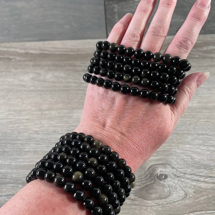 8mm Round Gemstone Beaded Bracelets – Assorted Crystals Bulk: Peanut Jasper