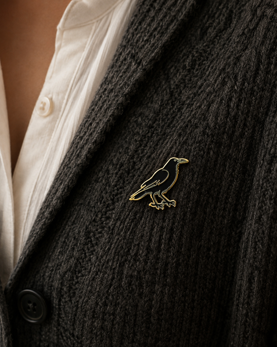 Gilded Raven Watch Pin