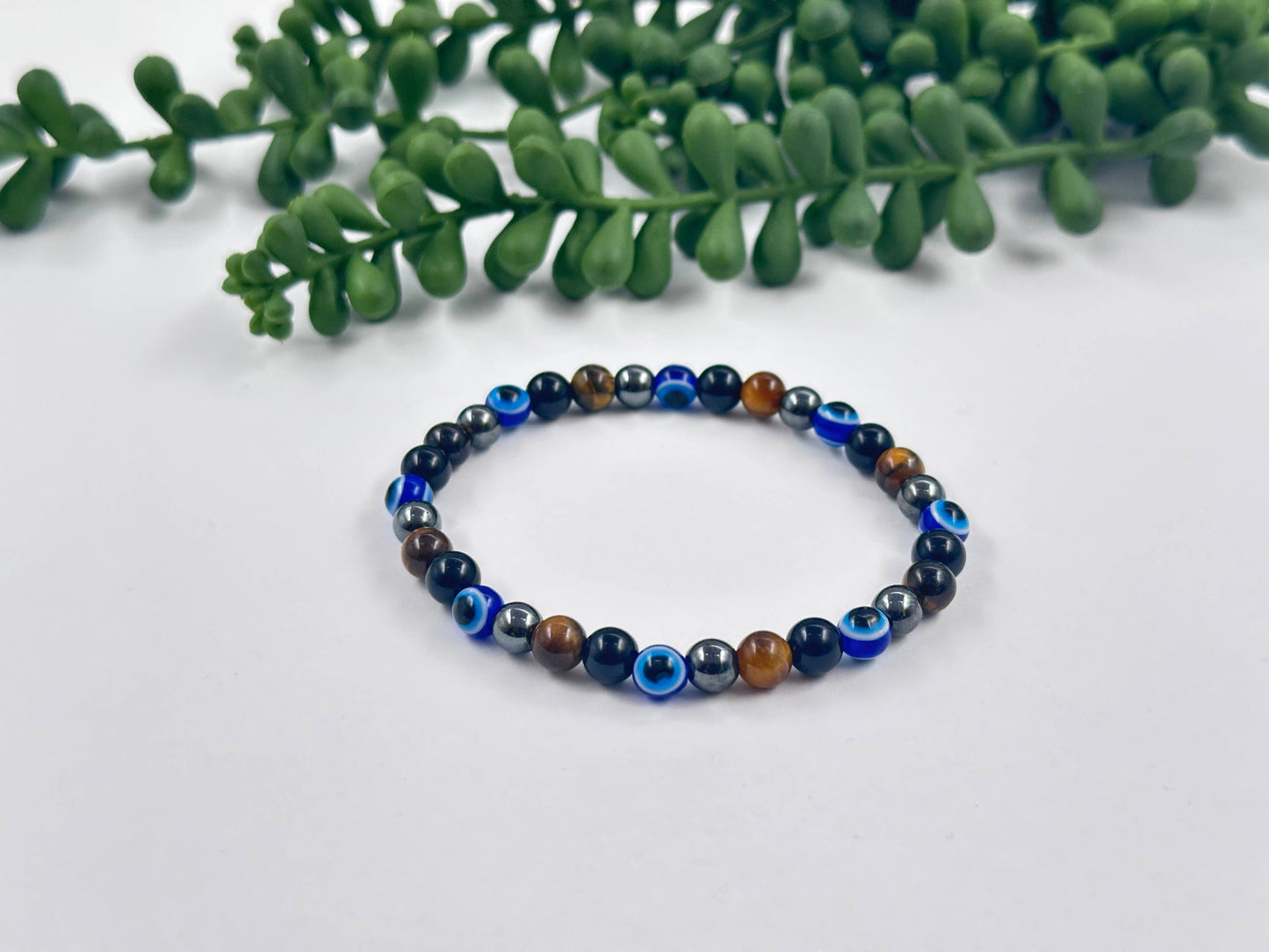 QUADRUPLE PROTECTION Evil Eye 6MM Stretchable Bracelet