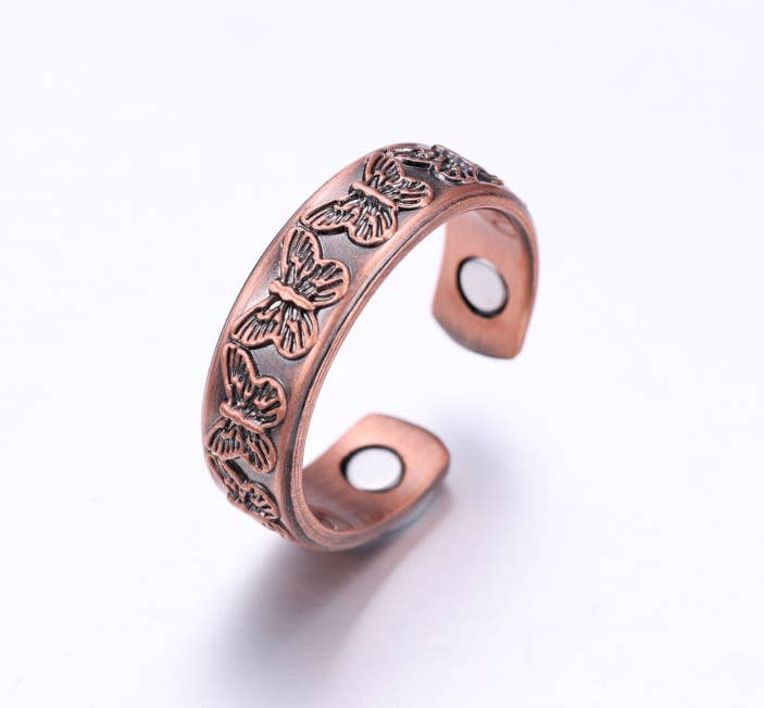 RP 22 Embossed Adjustable  Butterfly Ring with magnets
