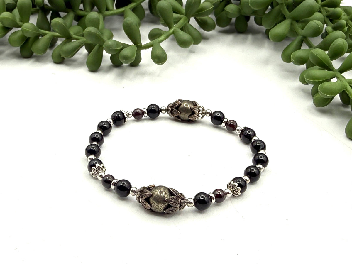 OWN MY POWER- Pyrite, Black Tourmaline, Garnet Bracelet