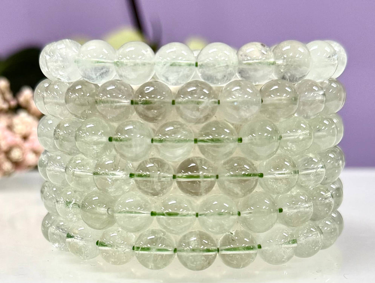 8mm Prasiolite Crystal Healing Stretch Bracelet 7.5"