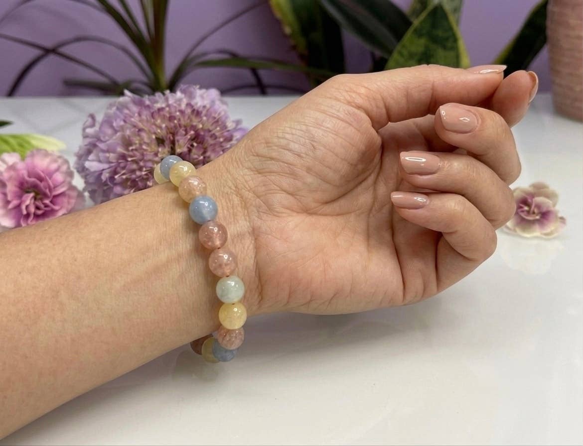 8mm Mixed Natural Calcite Crystal Healing Stretch Bracelet