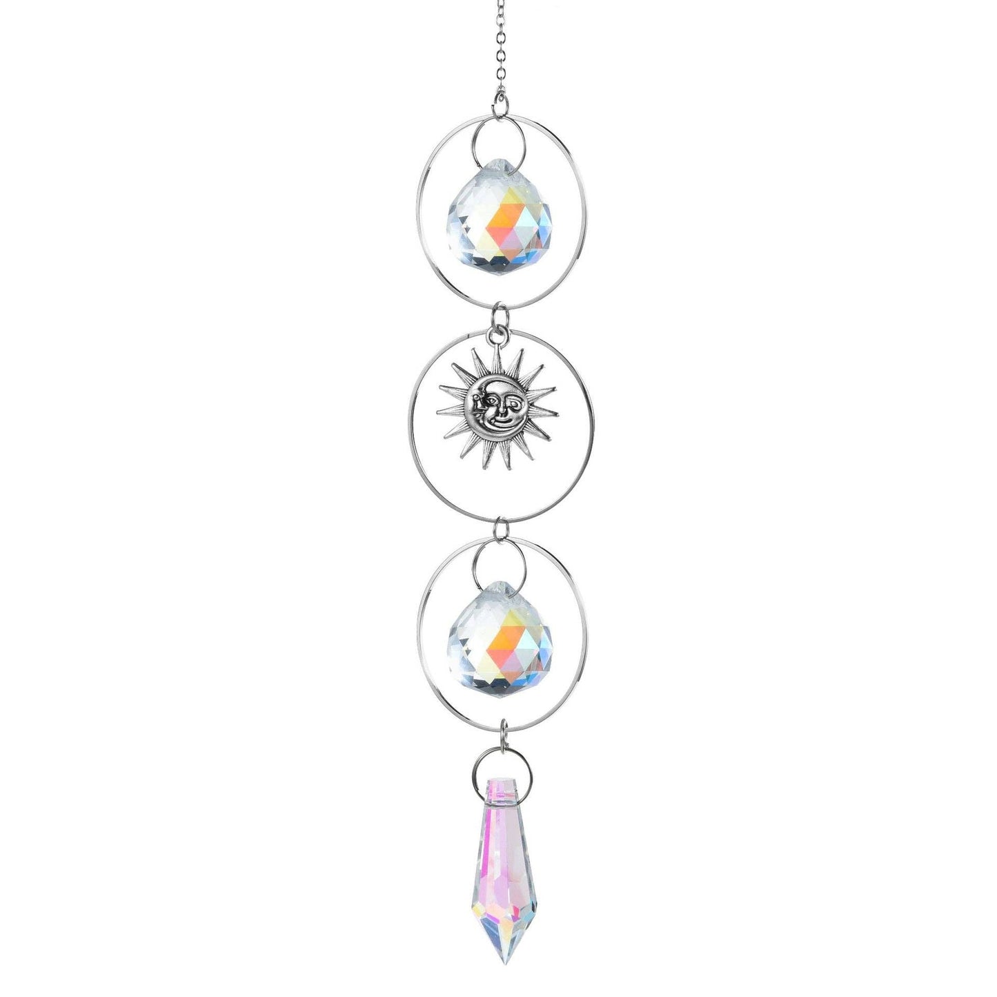 Simple Moon Crystal Balls Hanging Prism Suncatcher 8ZA7HLS25: Silver / #4