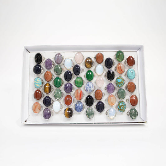 Gemstone Rings Assortment – 100 or 50 Mixed Stone Rings: Assorted Lg 50